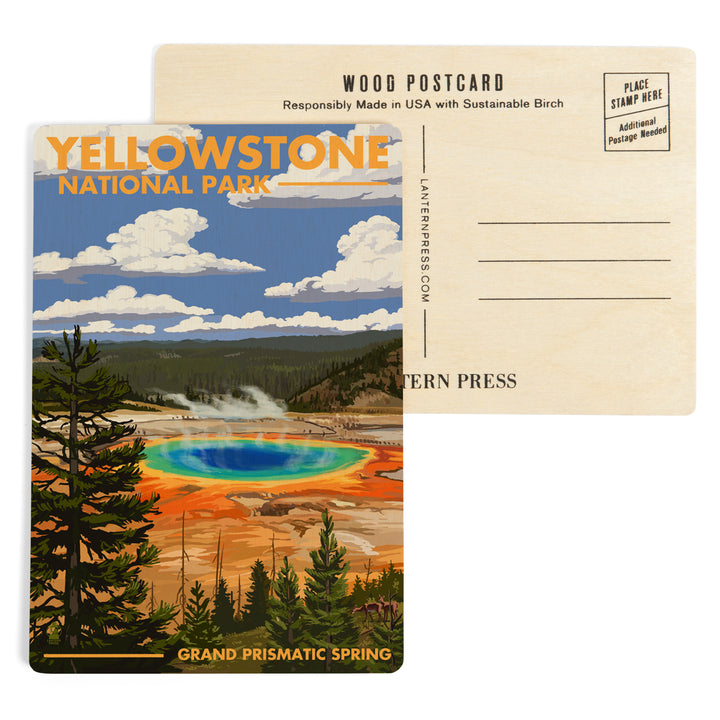 Yellowstone National Park, Grand Prismatic Spring, Wood Sign and Postcards