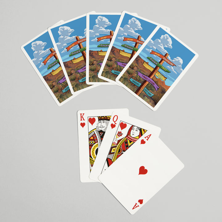 Playing Cards, Signpost, Desert, 52 Card Deck with Jokers in Box, Unique Art