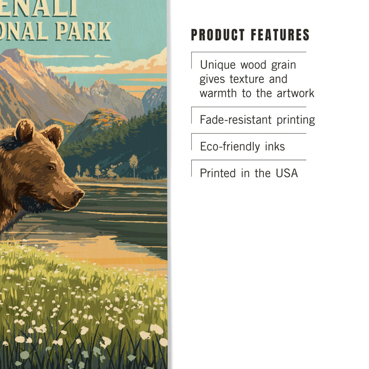Denali National Park, Painterly, Bear, Wood Signs and Postcards