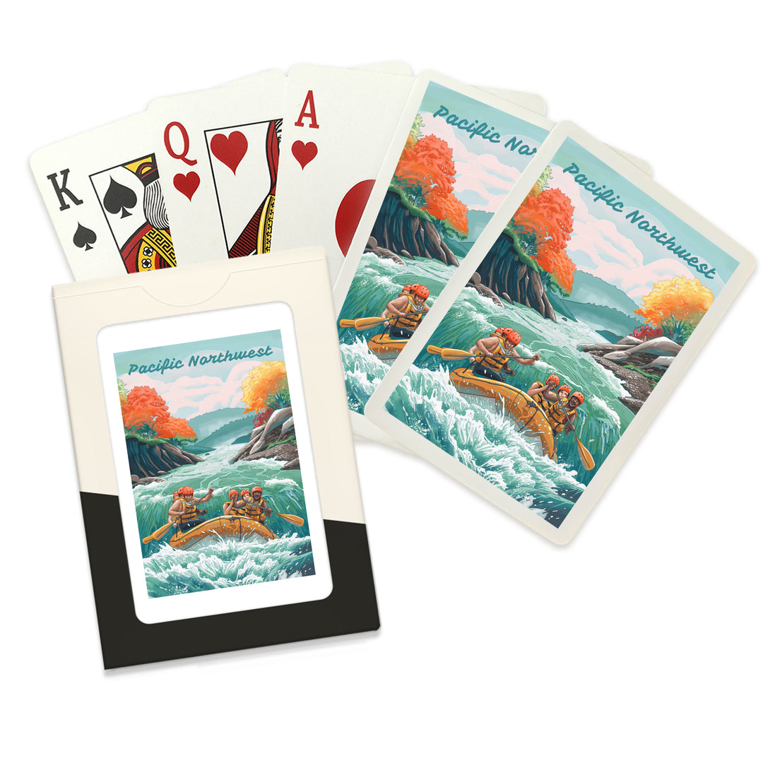 Playing Cards, Pacific Northwest, Seek Adventure, River Rafting, 52 Card Deck with Jokers in Box, Unique Art