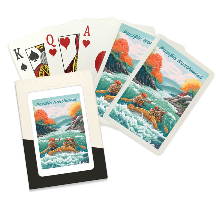 Playing Cards, Pacific Northwest, Seek Adventure, River Rafting, 52 Card Deck with Jokers in Box, Unique Art