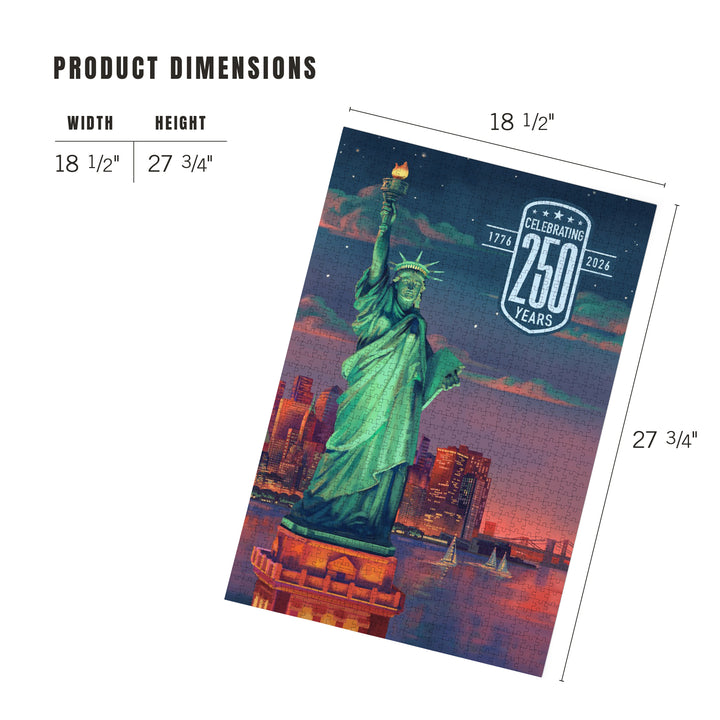 USA 250th Anniversary, Oil Painting, Sunset Statue of Liberty, 1000 Piece Jigsaw Puzzle