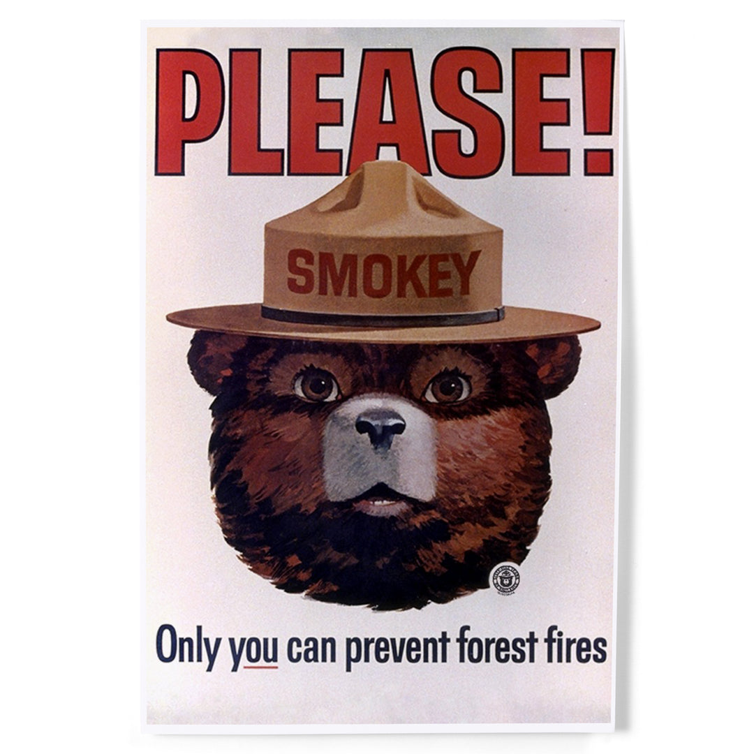 Smokey Bear, Please, Only You Can Help, Smokey Head, Officially Licensed Vintage Poster, Art & Giclee Prints