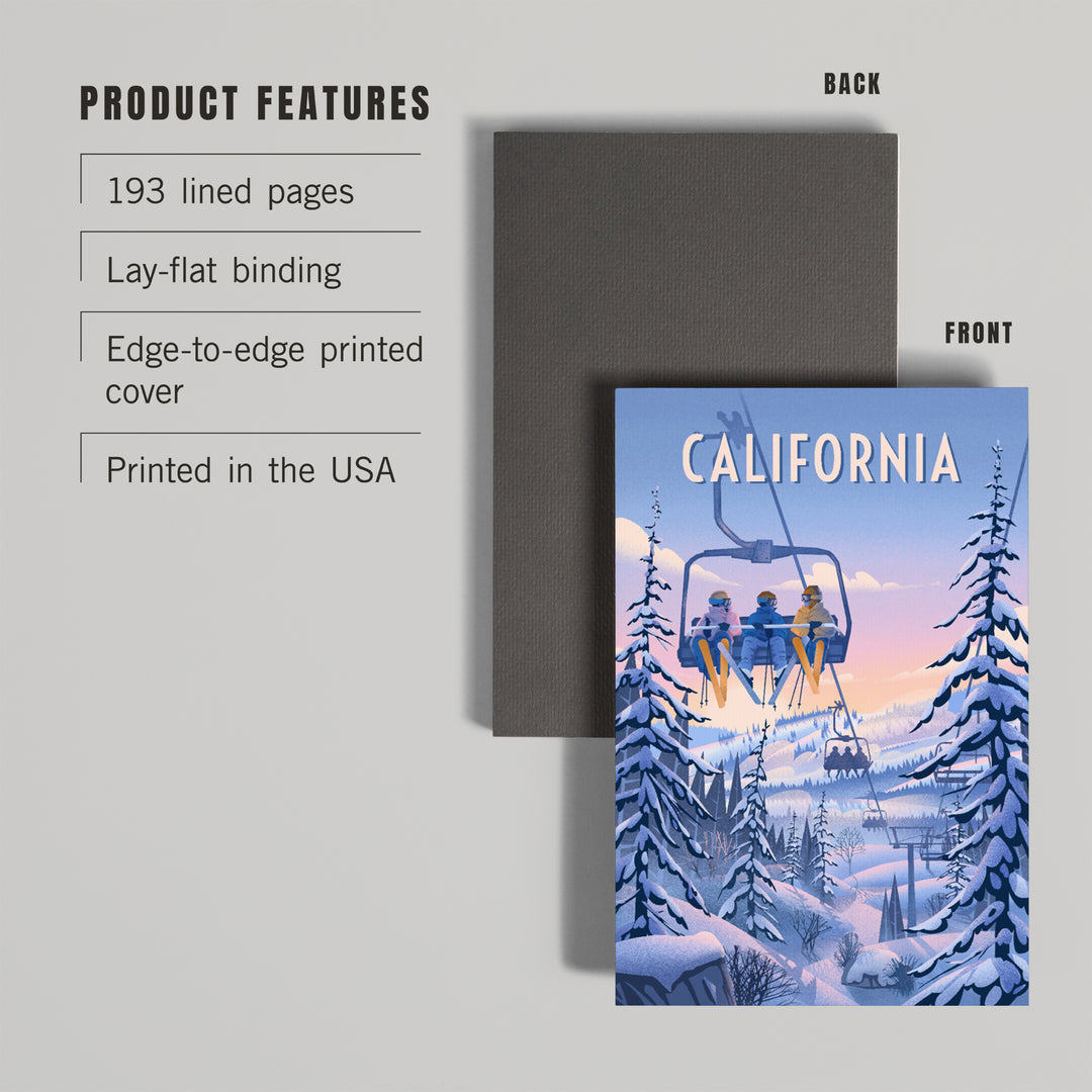 Lined 6x9 Journal, California, Chill on the Uphill, Ski Lift, Lay Flat, 193 Pages, FSC paper