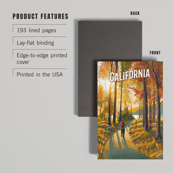 Lined 6x9 Journal, California Walk In The Woods Day Hike, Lay Flat, 193 Pages, FSC paper