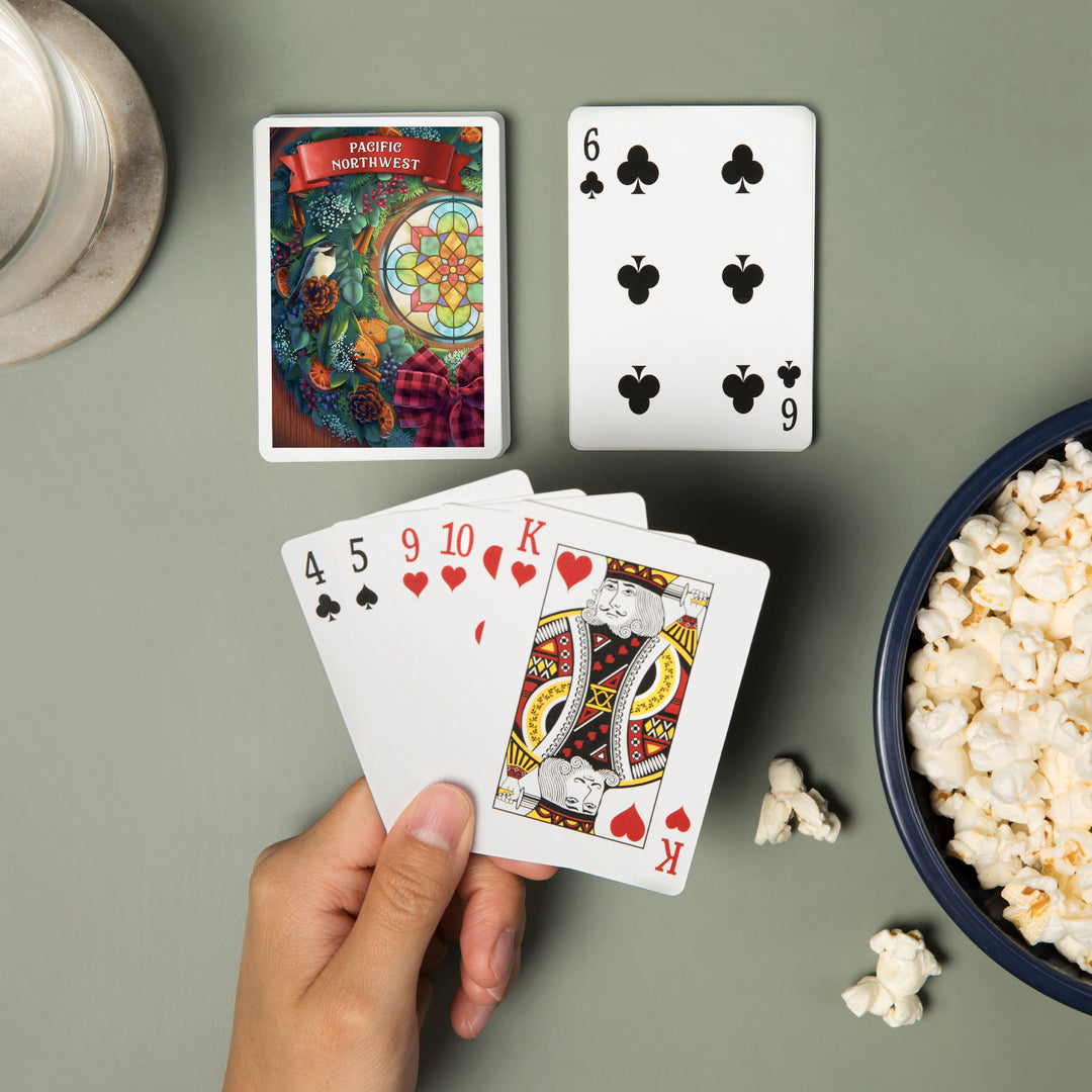 Playing Cards, Pacific Northwest, Front Door with Wreath, 52 Card Deck with Jokers in Box, Unique Art