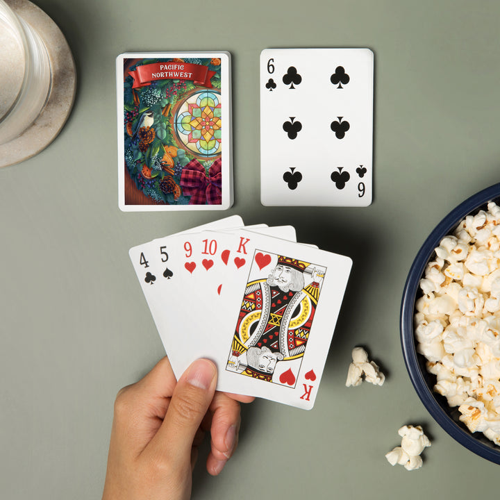 Playing Cards, Pacific Northwest, Front Door with Wreath, 52 Card Deck with Jokers in Box, Unique Art