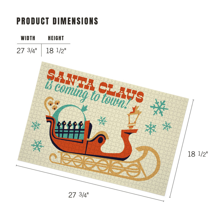Santa Sleigh, Retro Christmas, 1000 Piece Jigsaw Puzzle