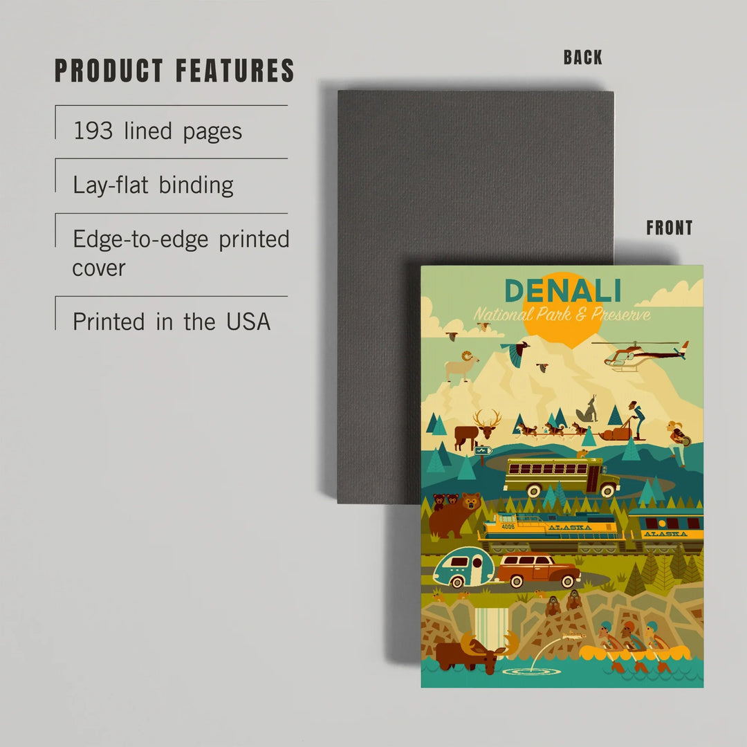 Lined 6x9 Journal, Denali National Park and Preserve, Geometric National Park Series, Lay Flat, 193 Pages, FSC paper