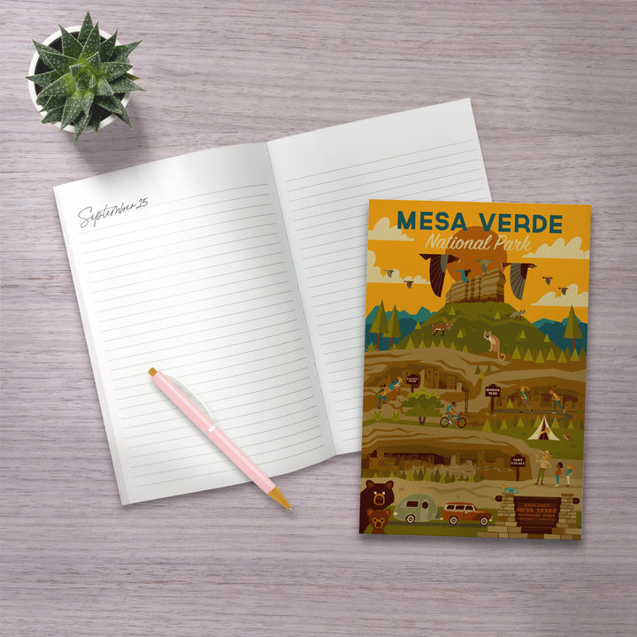 Lined 6x9 Journal, Mesa Verde National Park, Geometric National Park Series, Lay Flat, 193 Pages, FSC paper