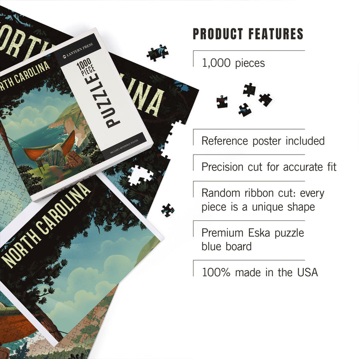 North Carolina, Today's Office, Coastal Series, Hammock on Beach, 1000 Piece Jigsaw Puzzle