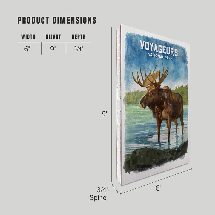 Lined 6x9 Journal, Voyageurs National Park, Minnesota, Watercolor Study, Moose, Lay Flat, 193 Pages, FSC paper