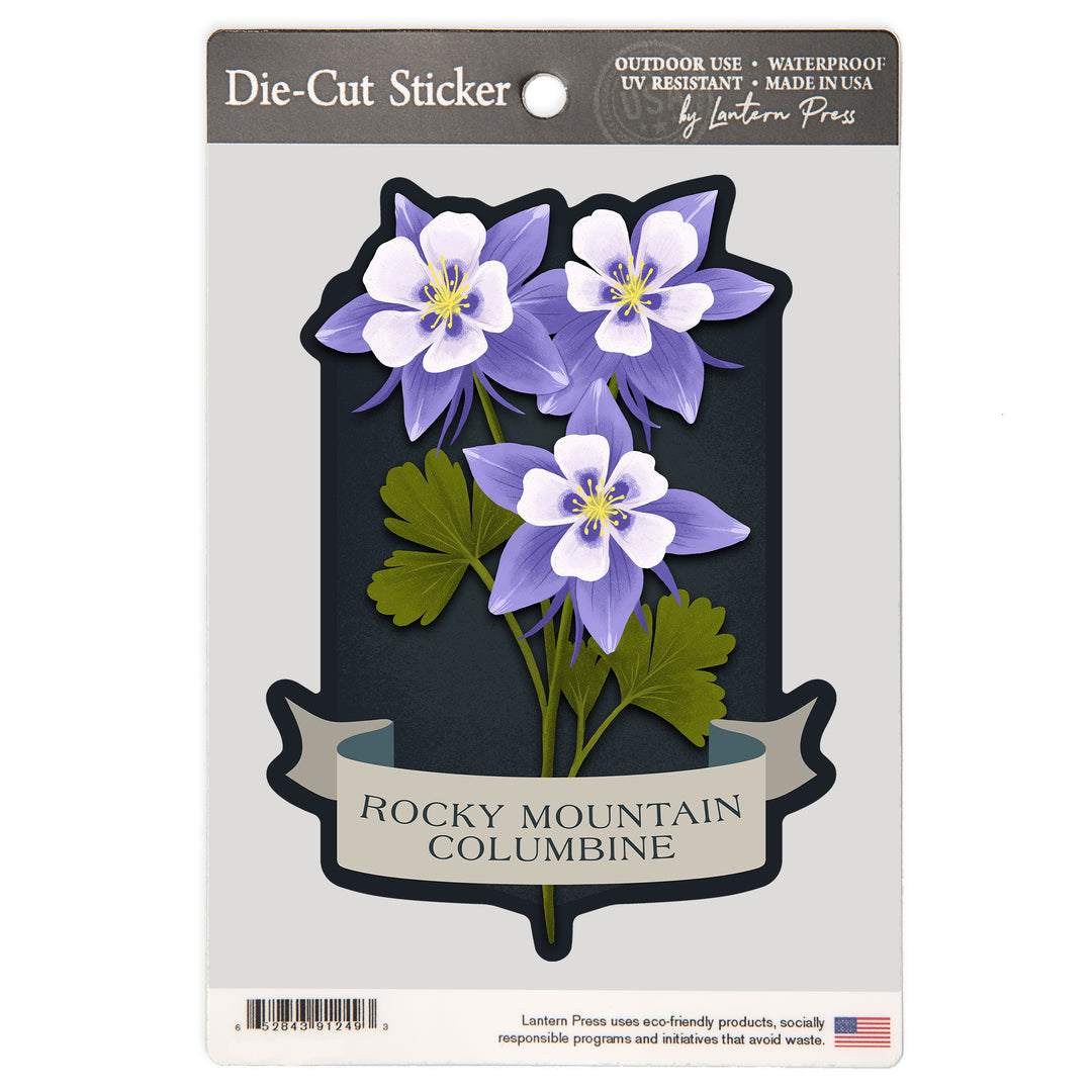 Vintage Flora Noir, Rocky Mountain Columbine, Vinyl Sticker