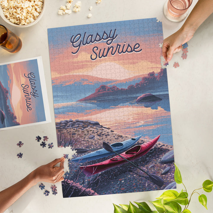 Glassy Sunrise, Kayak, Jigsaw Puzzle