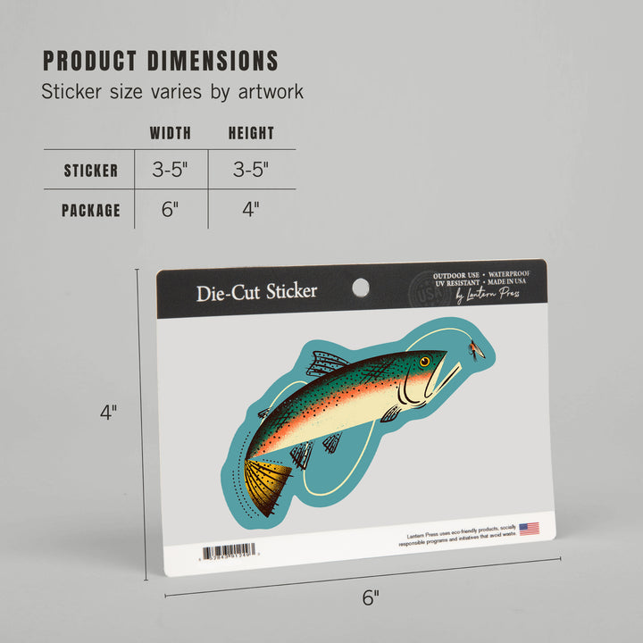 Midcentury, Trout Fishing, Vinyl Sticker