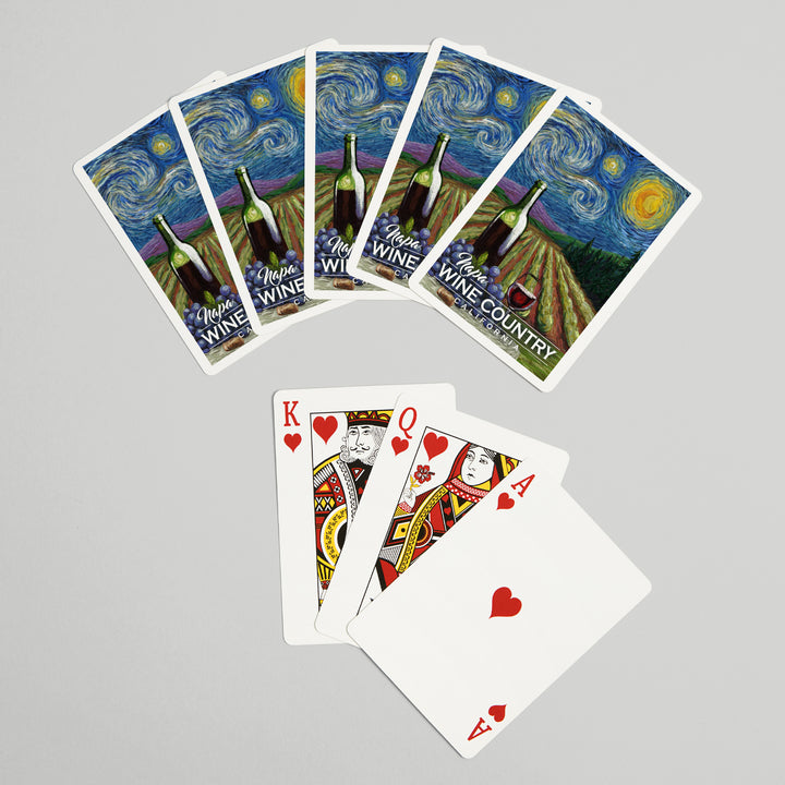 Playing Cards, Napa, California, Wine Country, Vineyard, Starry Night, 52 Card Deck with Jokers in Box, Unique Art
