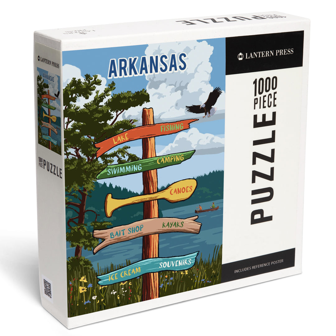 Arkansas, Signpost, Lake and Eagle, Jigsaw Puzzle