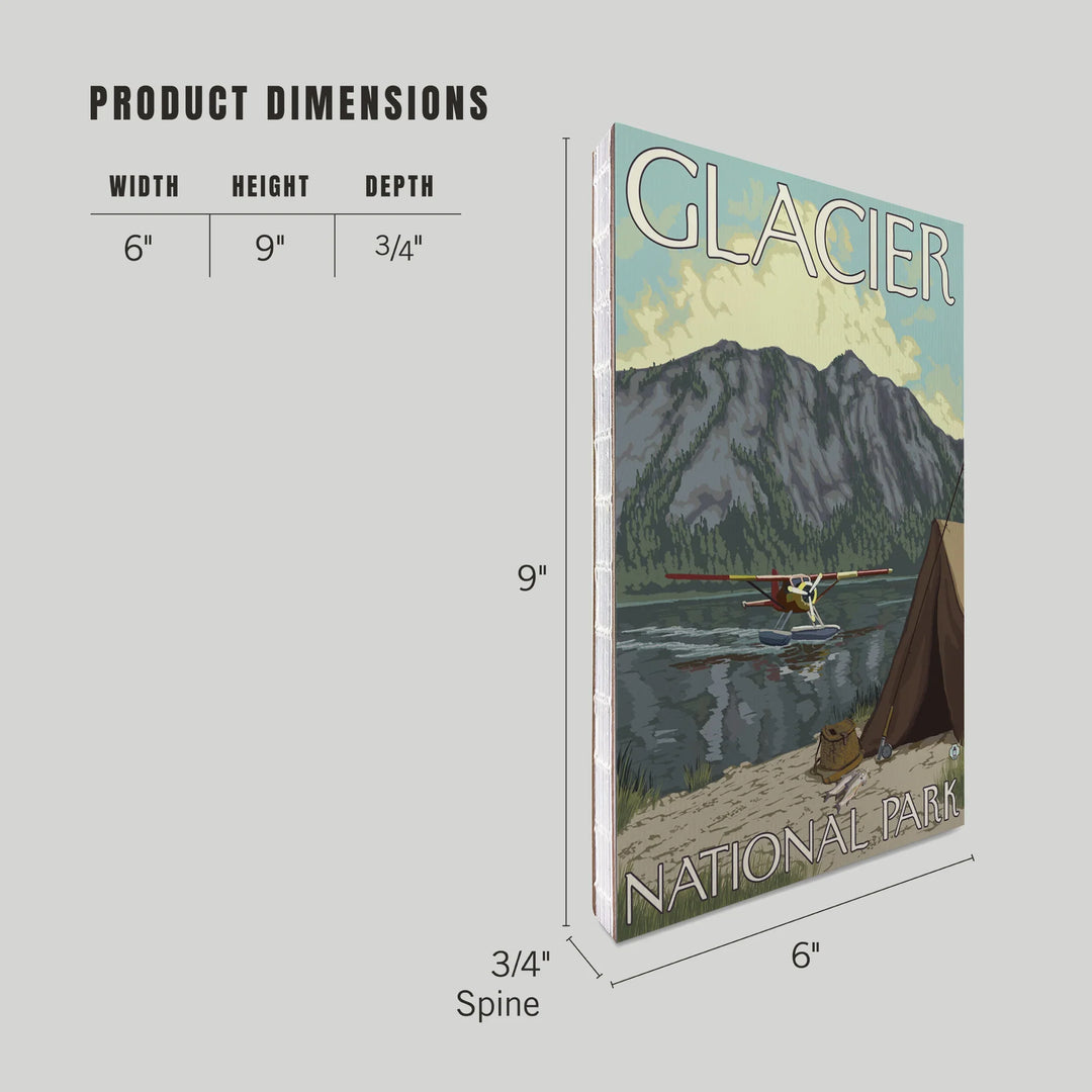 Lined 6x9 Journal, Glacier National Park, Montana, Bush Plane and Fishing, Lay Flat, 193 Pages, FSC paper