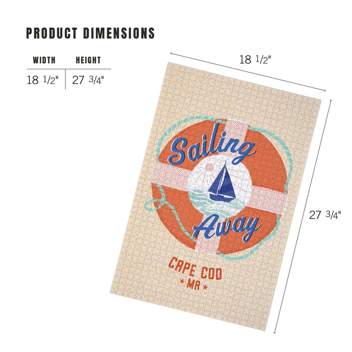 Cape Cod, Massachusetts, Dockside Series, Sailing Away, 1000 Piece Jigsaw Puzzle