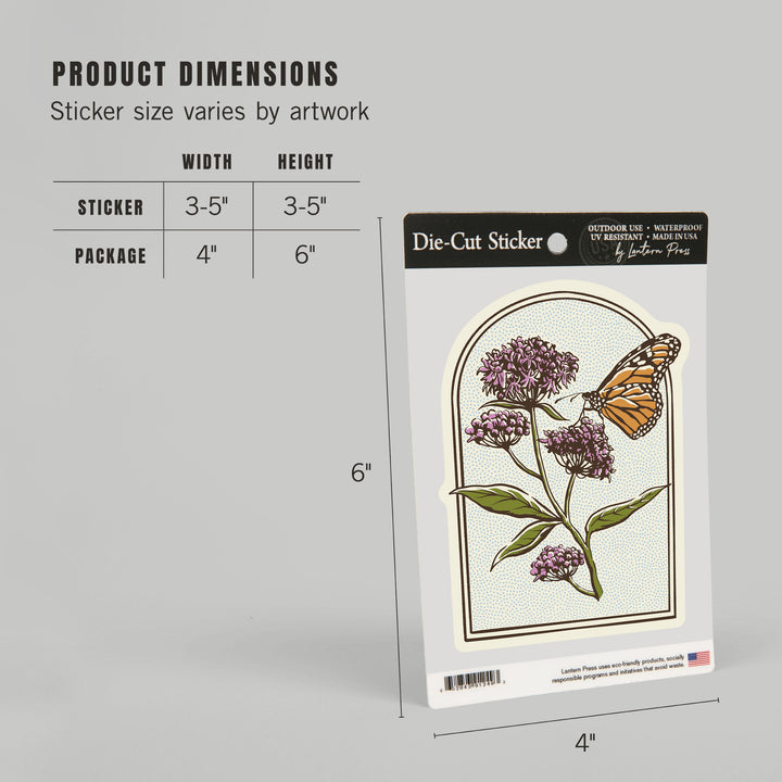 Vintage Linework, Monarch, Vinyl Sticker