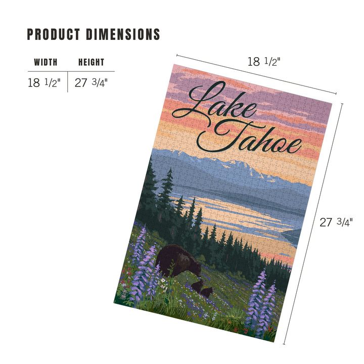 Lake Tahoe, Black Bear and Cubs with Flowers, Jigsaw Puzzle