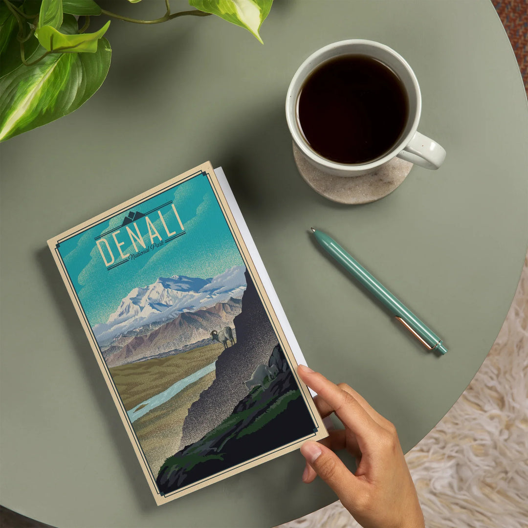 Lined 6x9 Journal, Denali National Park, Lithograph National Park Series, Lay Flat, 193 Pages, FSC paper