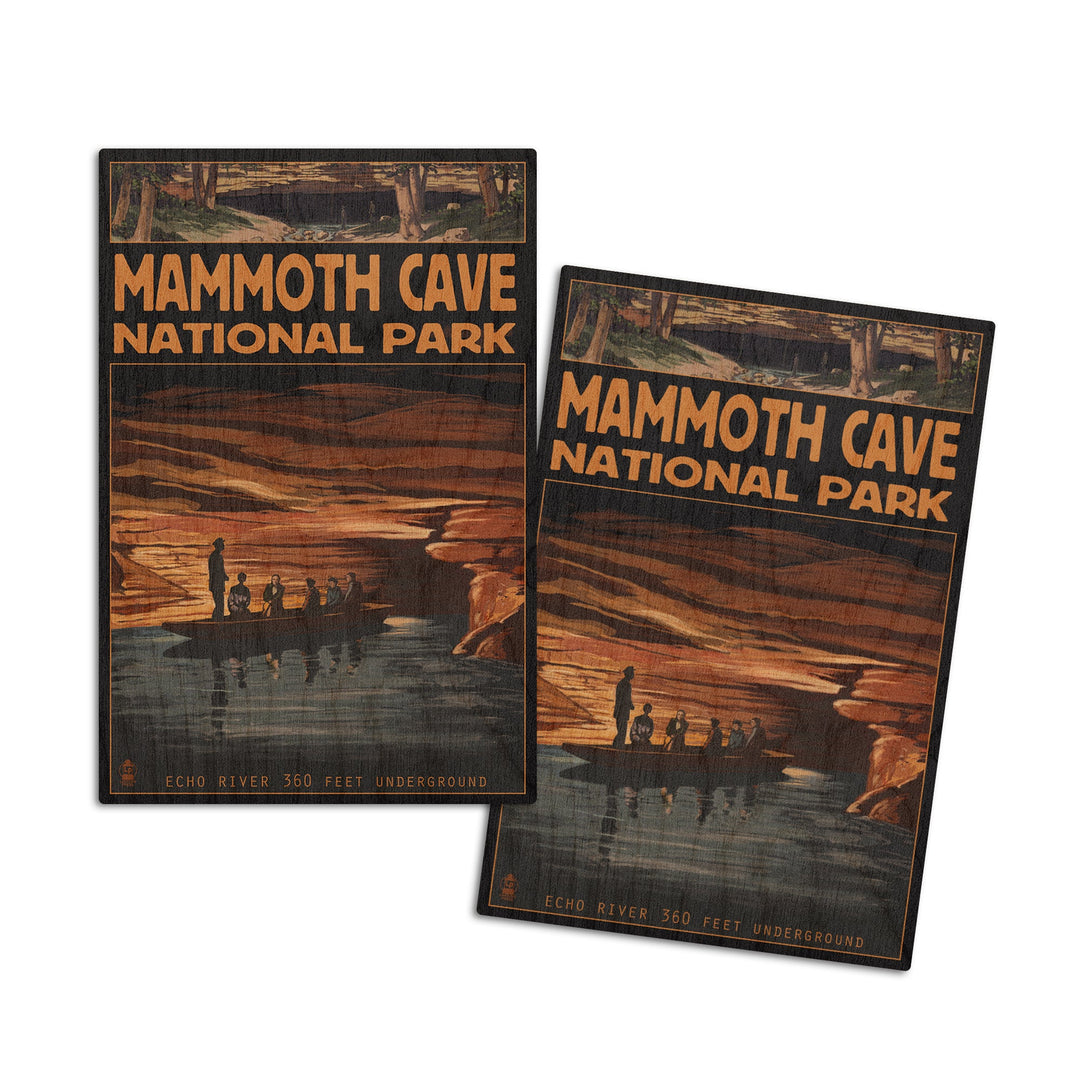 Mammoth Cave National Park, Kentucky, Echo River, Wood Signs and Postcards - Lantern Press