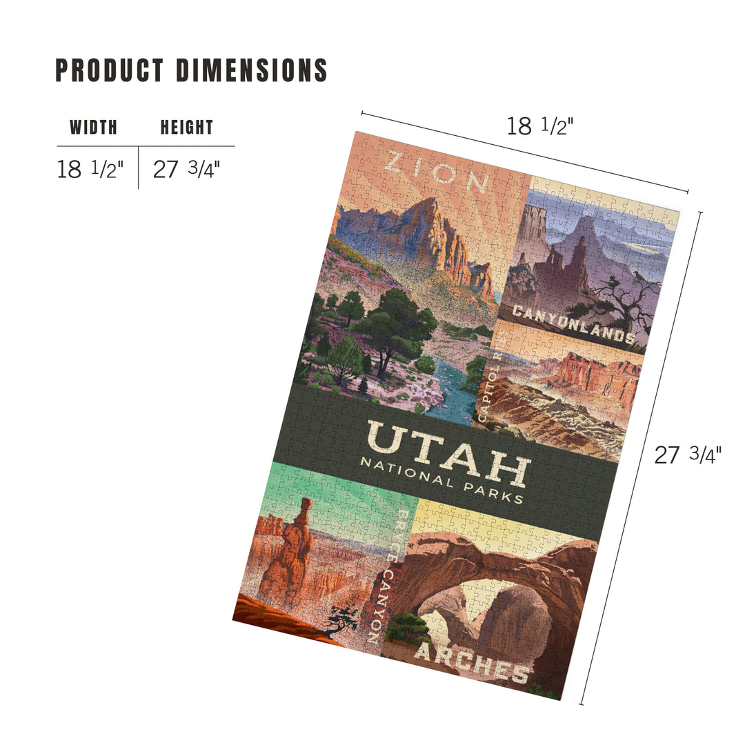 Utah's National Parks, Collage, Lithograph, 1000 Piece Jigsaw Puzzle