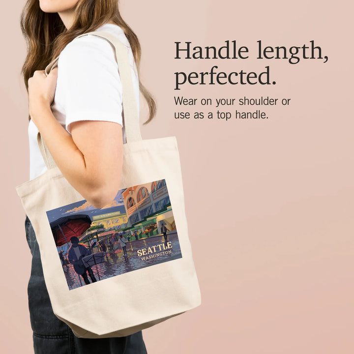 Seattle, Washington, Painterly, Public Market, Tote Bag