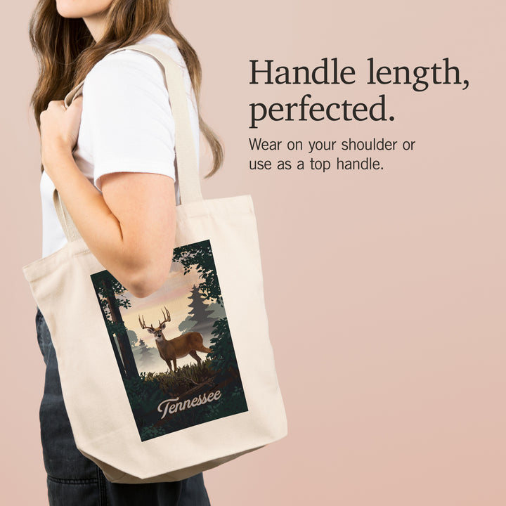 Tennessee, Painterly, Deer and Sunrise, Tote Bag
