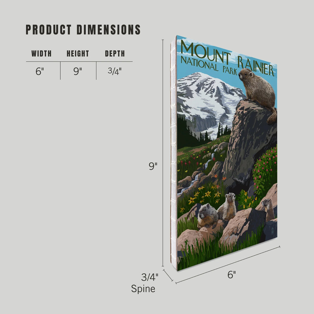 Lined 6x9 Journal, Mount Rainier National Park, Washington, Marmots, Lay Flat, 193 Pages, FSC paper