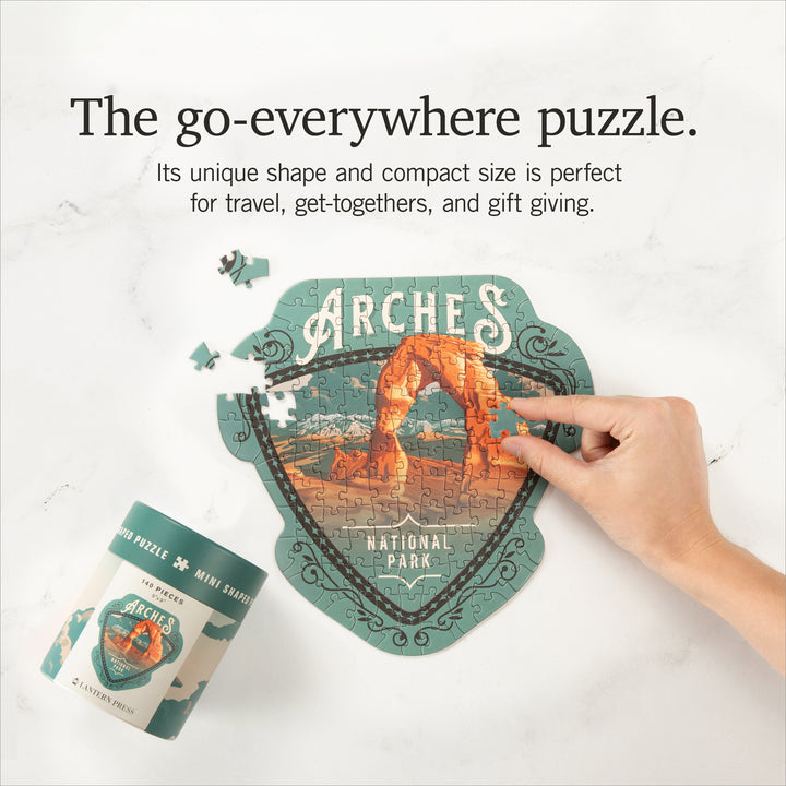 Lantern Press Mini Shaped Adult Jigsaw Puzzle, Protect Our National Parks (Arches)