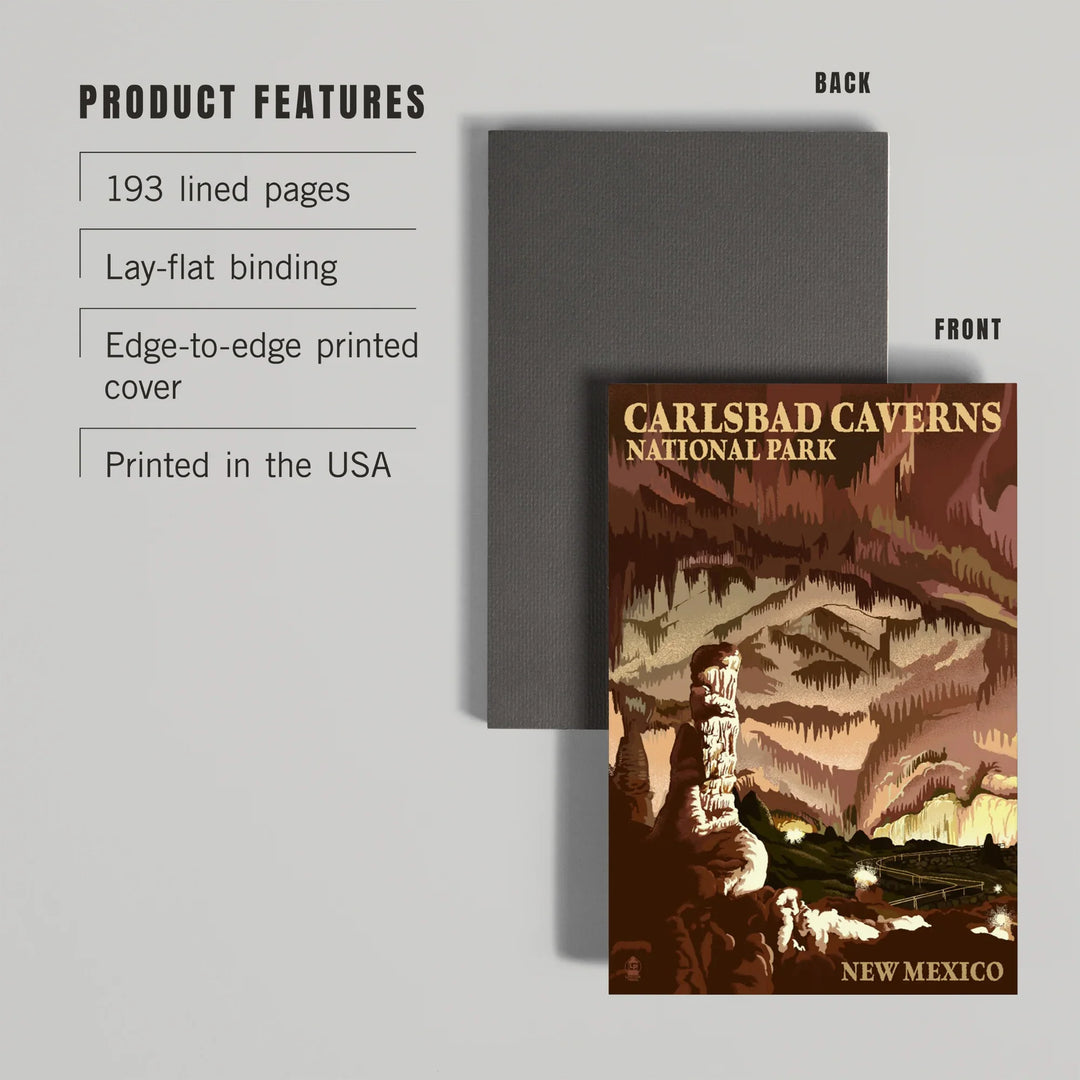 Lined 6x9 Journal, Carlsbad Caverns National Park, New Mexico, The Big Room, Lithograph, Lay Flat, 193 Pages, FSC paper