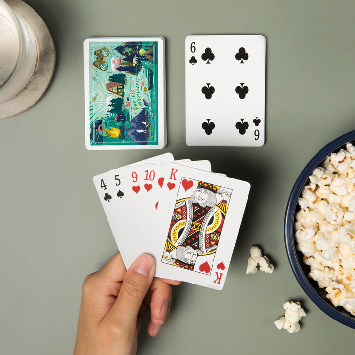 Playing Cards, Pacific Northwest, Lake Life Series, Collage, Landscape With Mountain, 52 Card Deck with Jokers in Box, Unique Art
