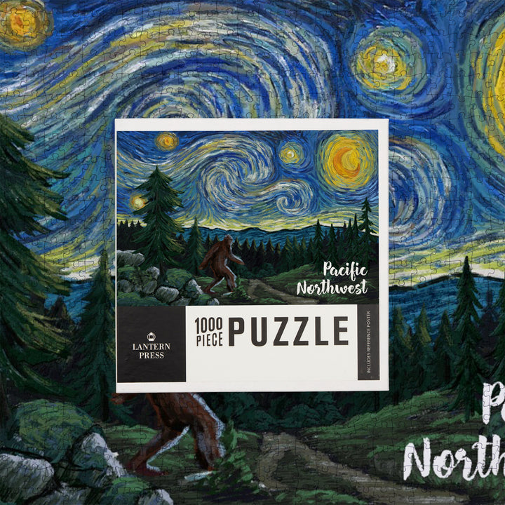 Pacific Northwest, Starry Night, Bigfoot, Jigsaw Puzzle