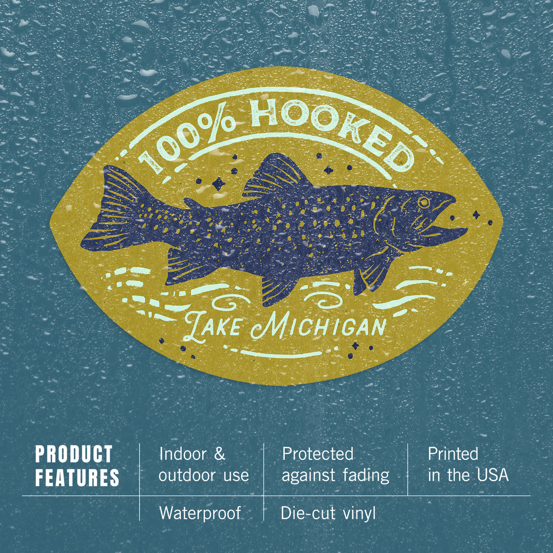 Lake Michigan, Lake Life Series, 100 Percent hooked, Contour, Vinyl Sticker