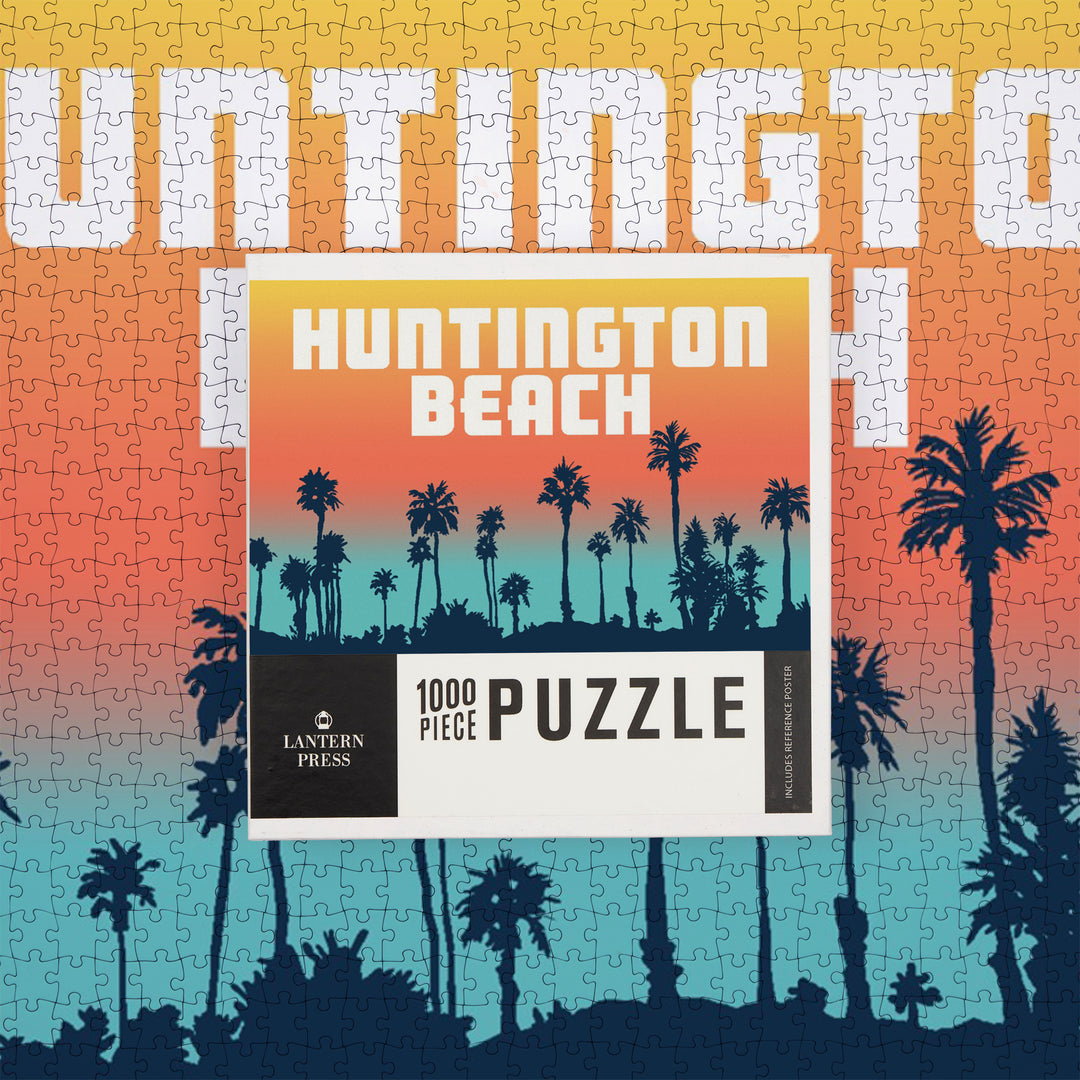 Huntington Beach, California, Palm Trees, Aqua Horizon, Jigsaw Puzzle