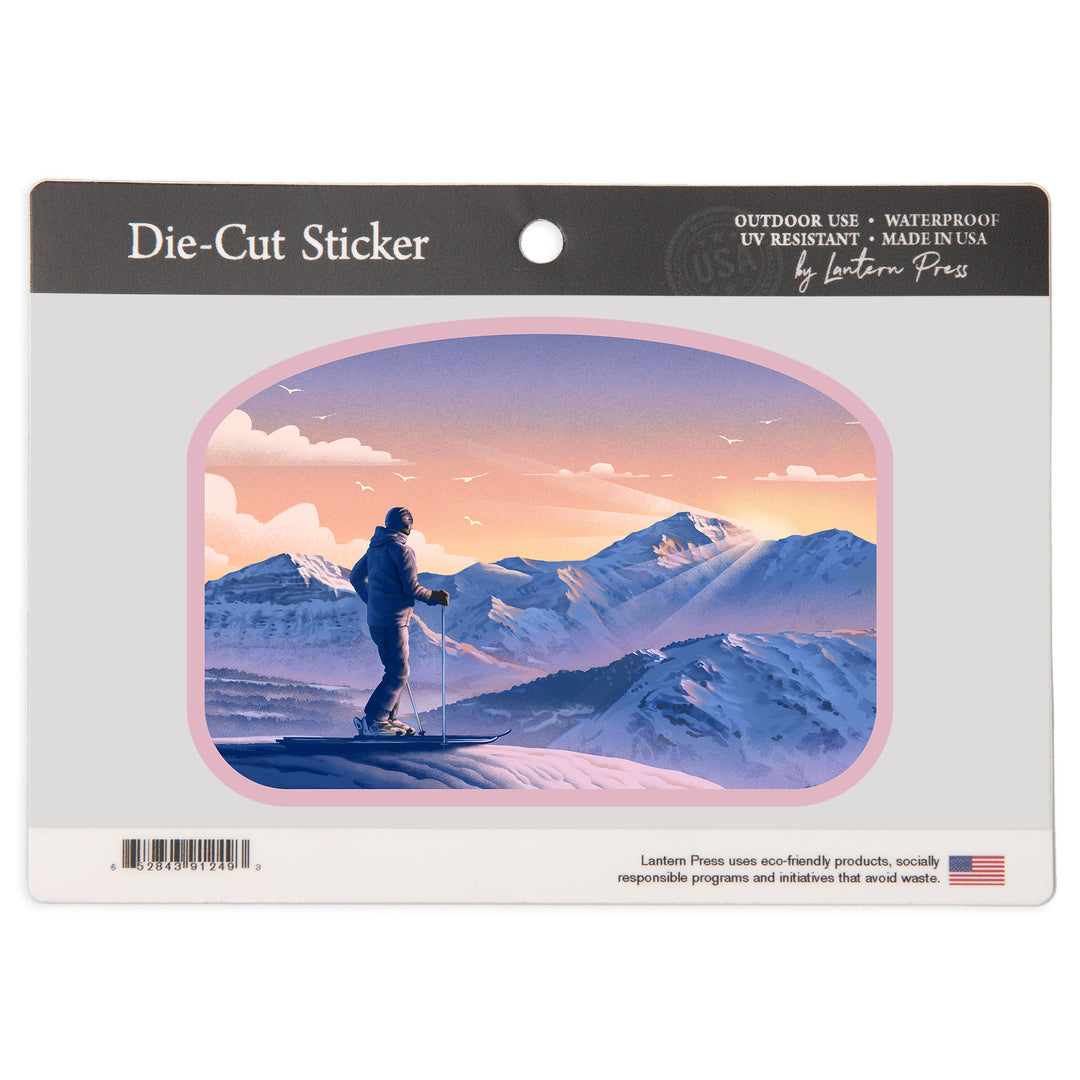 Lithograph, Skier At The Top, Vinyl Sticker