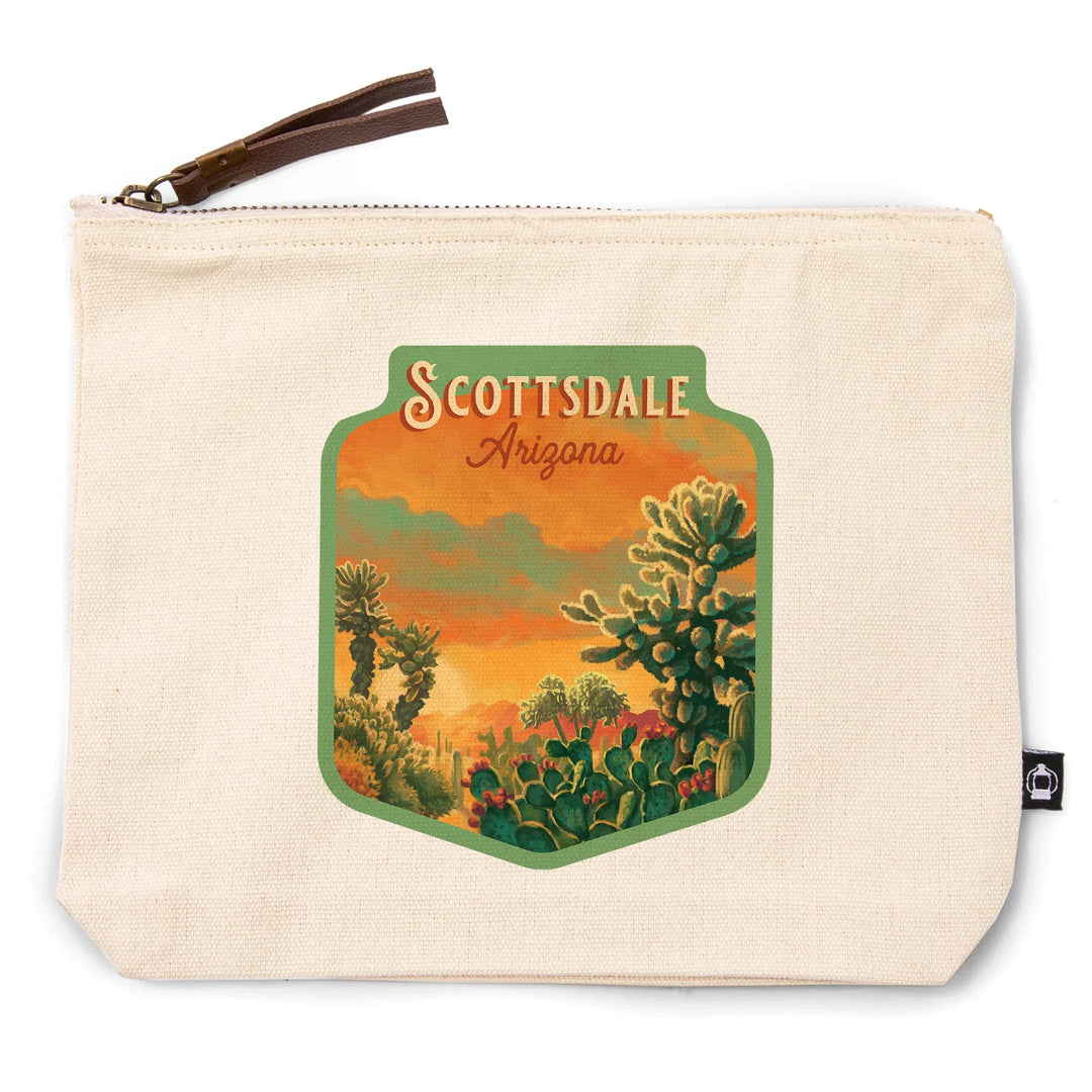 Scottsdale, Arizona, Oil Painting, National Park Series, Organic Cotton Zipper Pouch, Go Bag