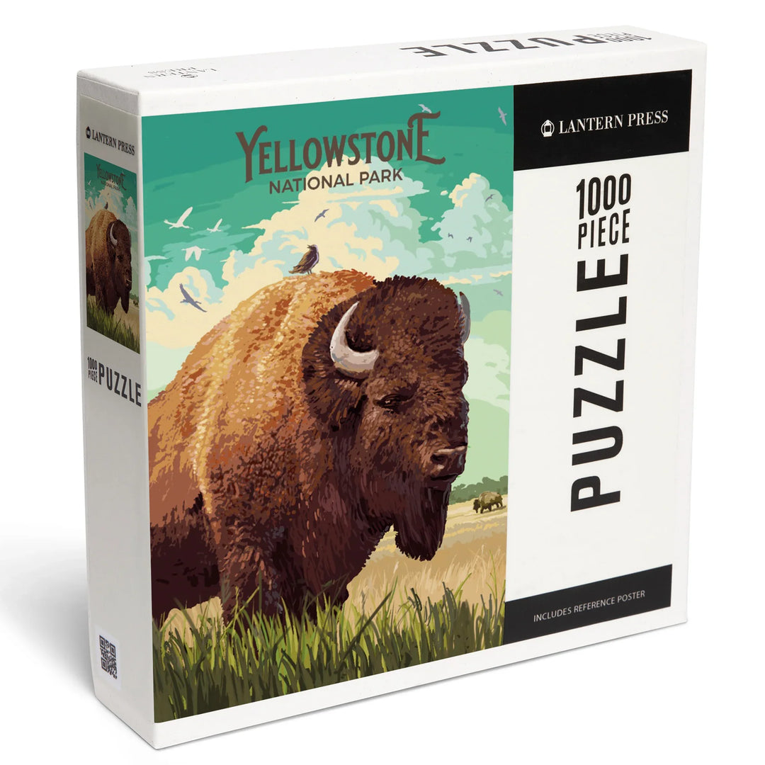 Yellowstone National Park, Wyoming, Painterly, Bison, 1000 Piece Jigsaw Puzzle