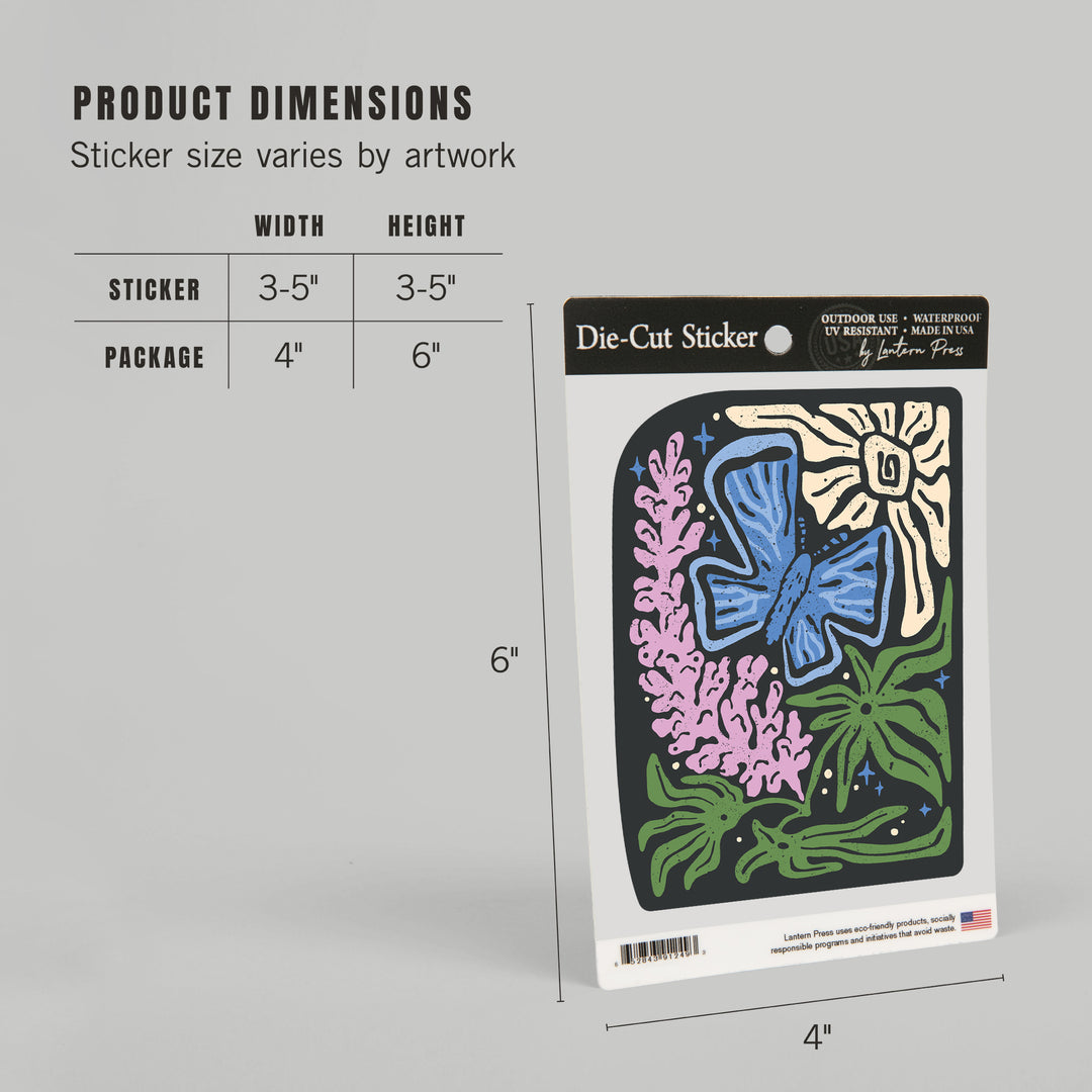 Boho Colorblock, Mission Blue, Vinyl Sticker