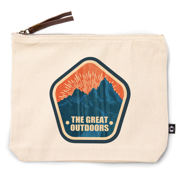 The Great Outdoors, Mountains, Vintage Vector, Contour, Lantern Press Artwork, Accessory Go Bag