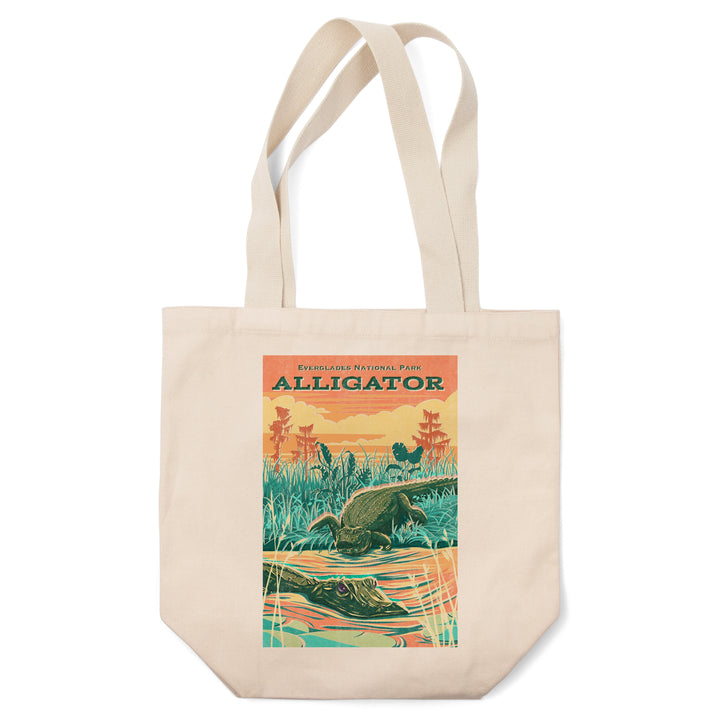 Everglades National Park, Florida, Alligator Vintage Print Press, Tote Bag