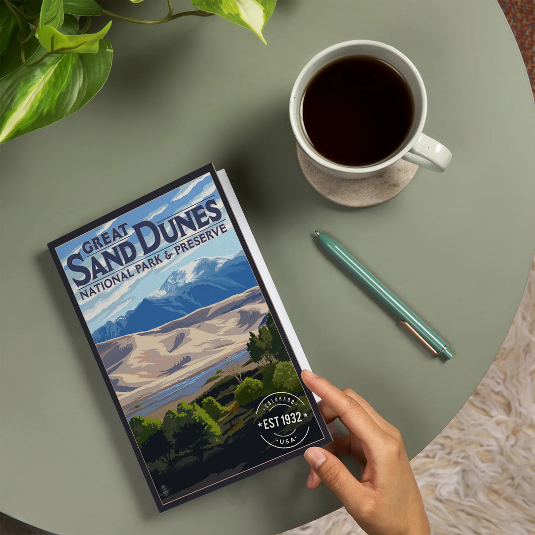 Lined 6x9 Journal, Great Sand Dunes National Park and Preserve, Colorado, Rubber Stamp, Lay Flat, 193 Pages, FSC paper