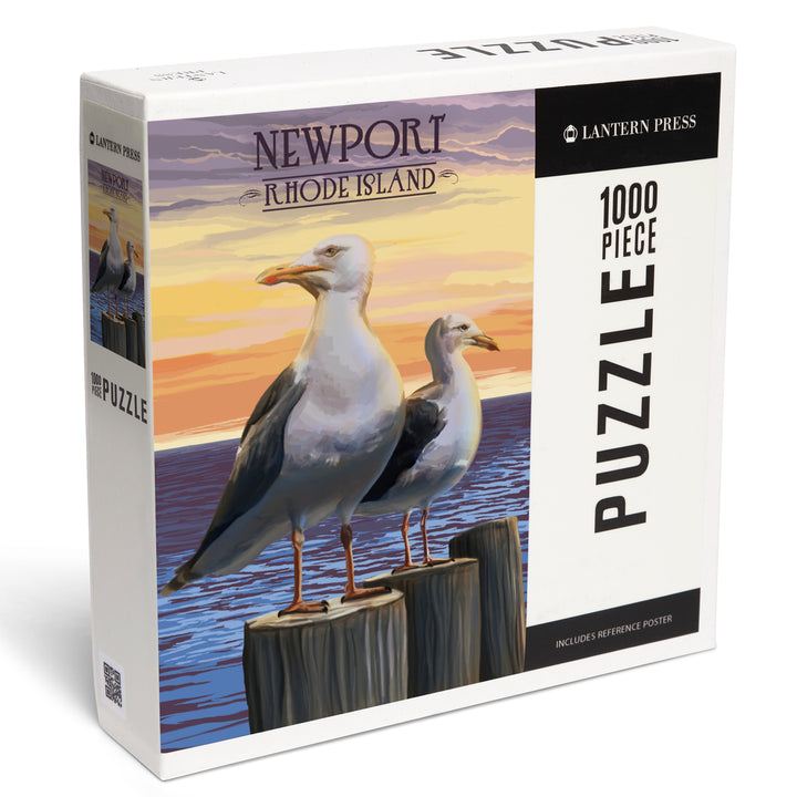 Newport, Rhode Island, Seagulls on Piers, Jigsaw Puzzle
