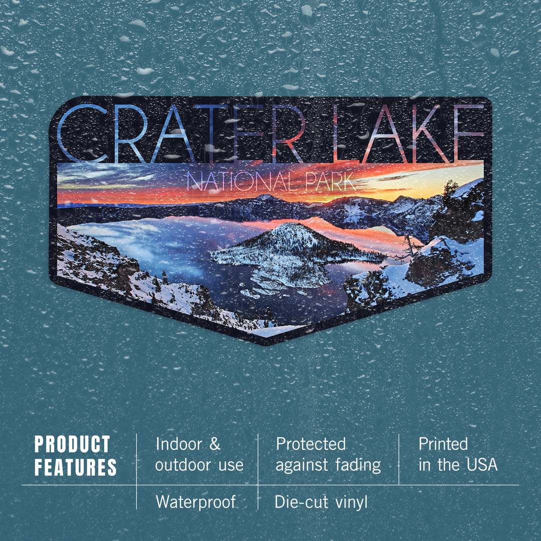 Crater Lake National Park, Oregon, Snow Scene, Contour, Vinyl Sticker