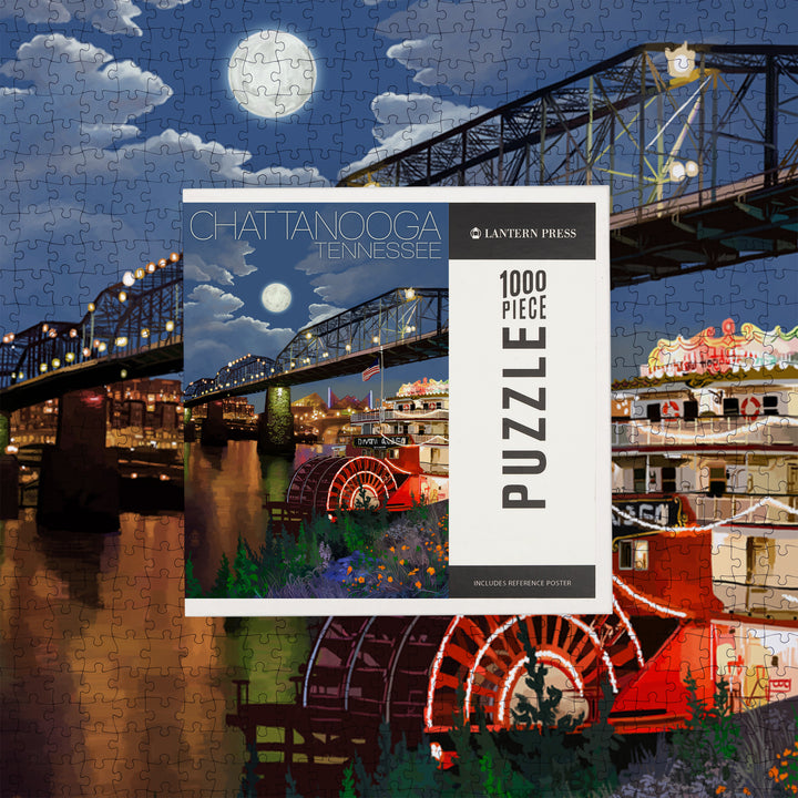 Chattanooga, Tennessee, Skyline at Night, Jigsaw Puzzle
