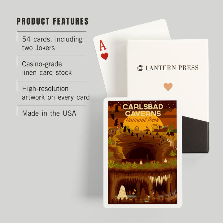 Playing Cards, Carlsbad Caverns National Park, New Mexico, Geometric National Park Series, 52 Card Deck with Jokers in Box, Unique Art