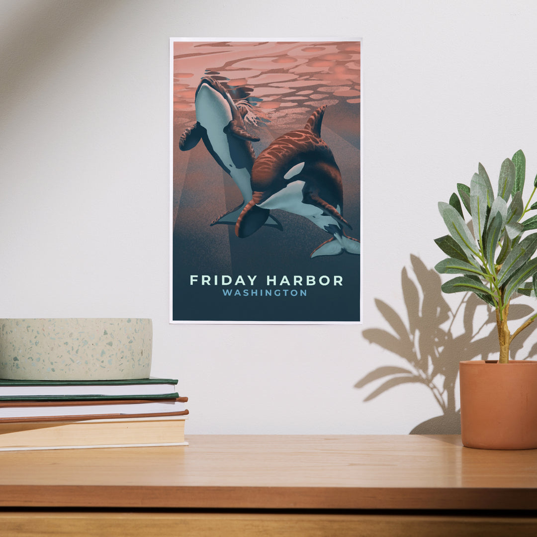 Friday Harbor, Washington, Orca, Lithograph, Art & Giclee Prints
