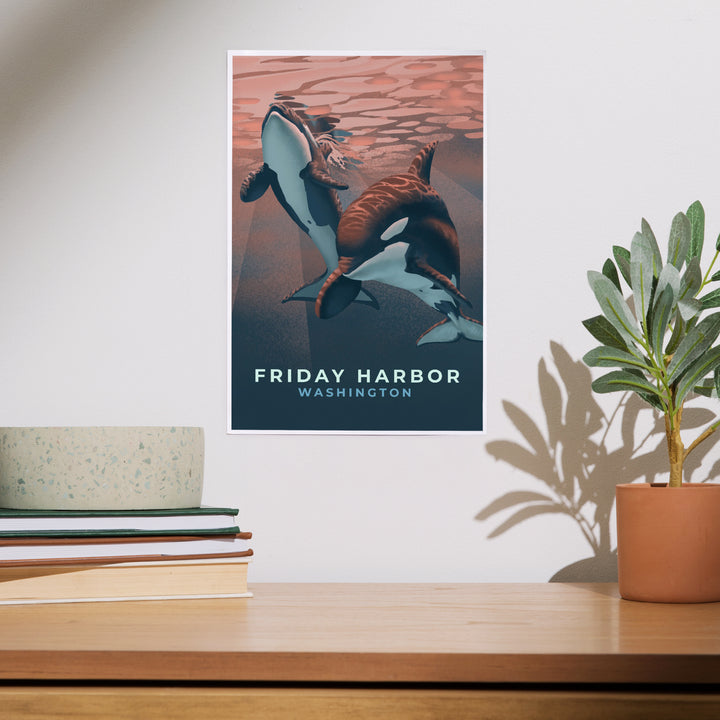 Friday Harbor, Washington, Orca, Lithograph, Art & Giclee Prints